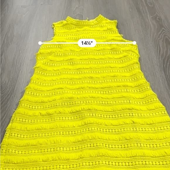 J. Crew Fringy Lace Sleeveless Sheath Dress in Bright Citron Yellow Size 2 - Picture 12 of 14